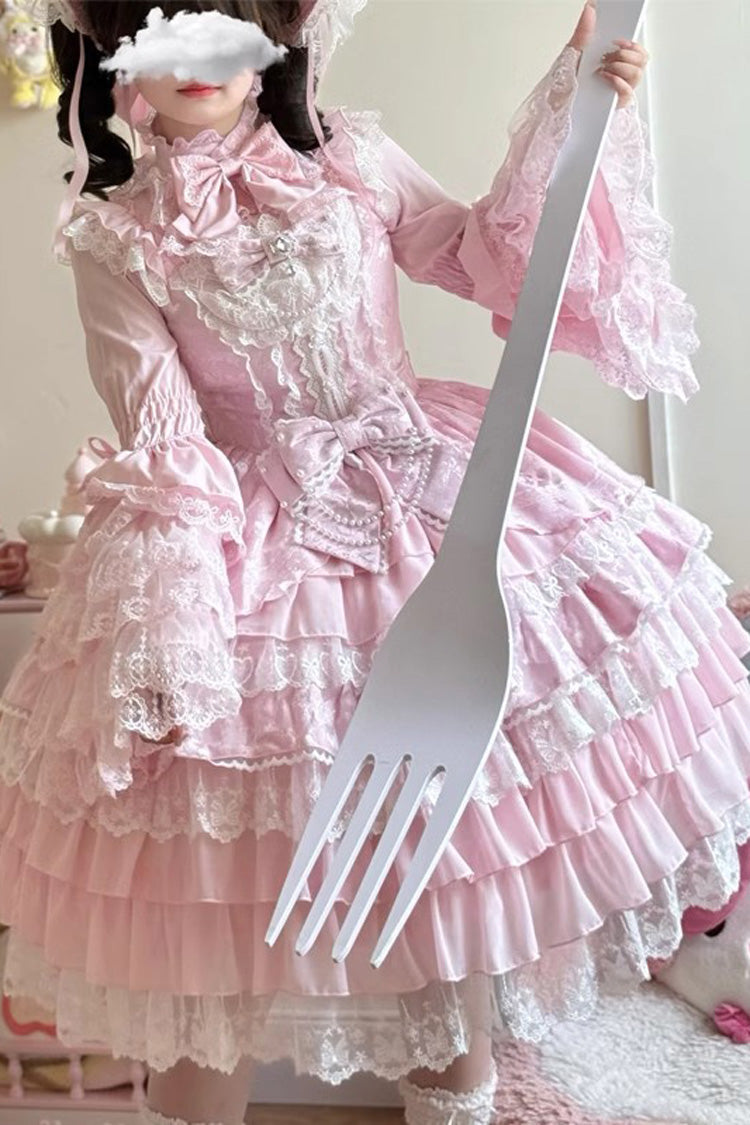 Lolita Jumper Skirt - Love Feather, 4 Colors, Bow Detail, Lace Trim, Layered - additional product view 6