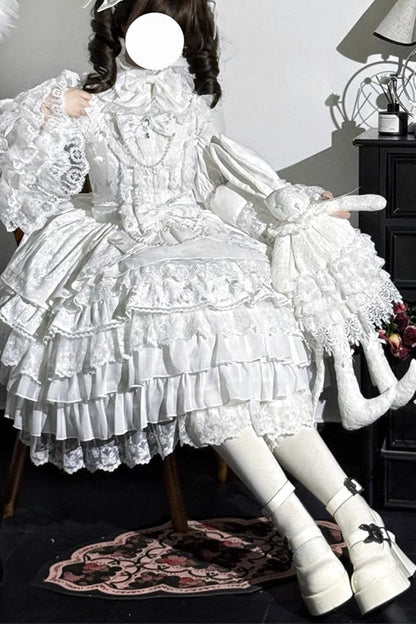 Lolita Jumper Skirt - Love Feather, 4 Colors, Bow Detail, Lace Trim, Layered - additional product view 8