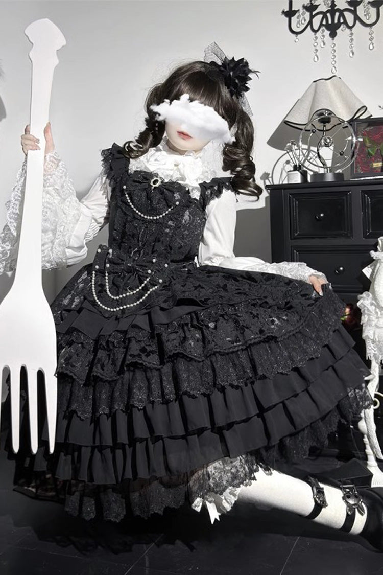 Lolita Jumper Skirt - Love Feather, 4 Colors, Bow Detail, Lace Trim, Layered - additional product view 10