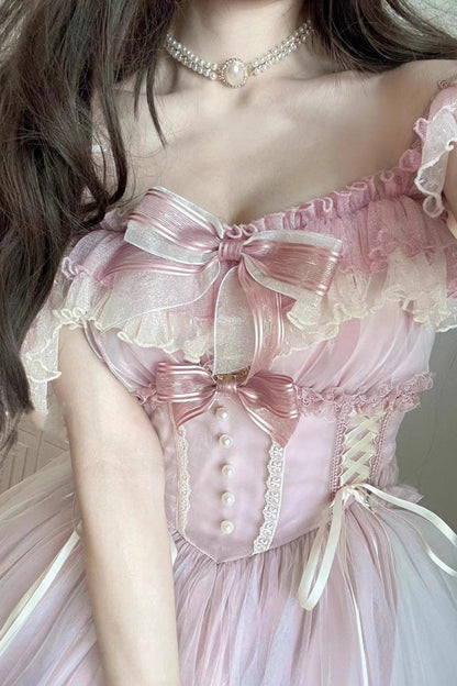 Lolita Jumper Skirt - Love Is Coming, Pink, Embroidered, Sweet Style, Bow Detail - additional product view 3