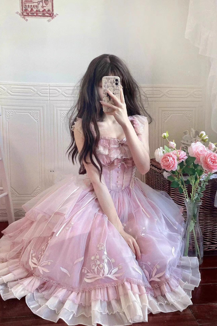 Lolita Jumper Skirt - Love Is Coming, Pink, Embroidered, Sweet Style, Bow Detail - additional product view 4