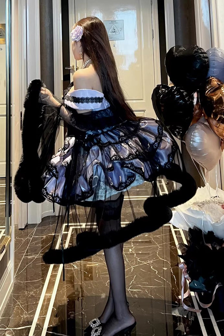 Lolita Jumper Skirt - Love Poems Of The Heart, Purple, Lace Trim, Ruffled, Layered - additional product view 4