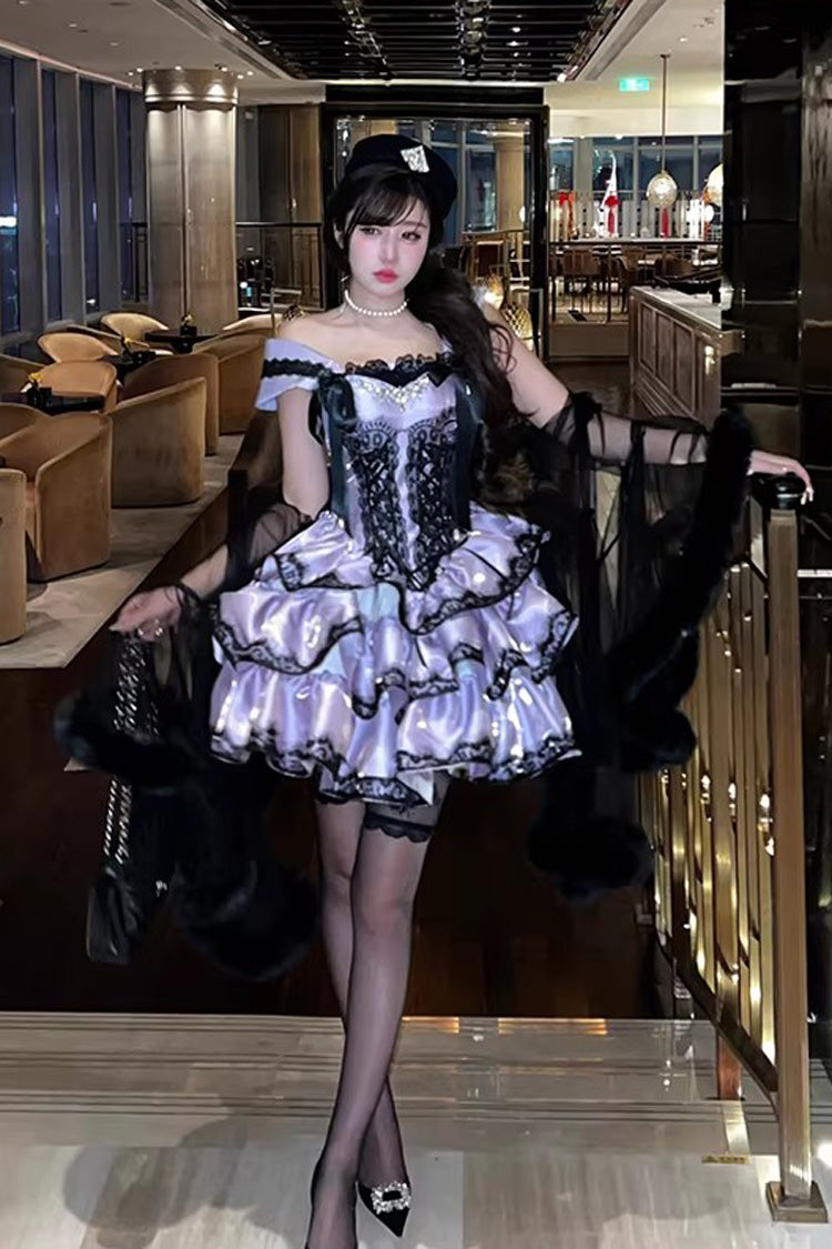 Lolita Jumper Skirt - Love Poems Of The Heart, Purple, Lace Trim, Ruffled, Layered - additional product view 7