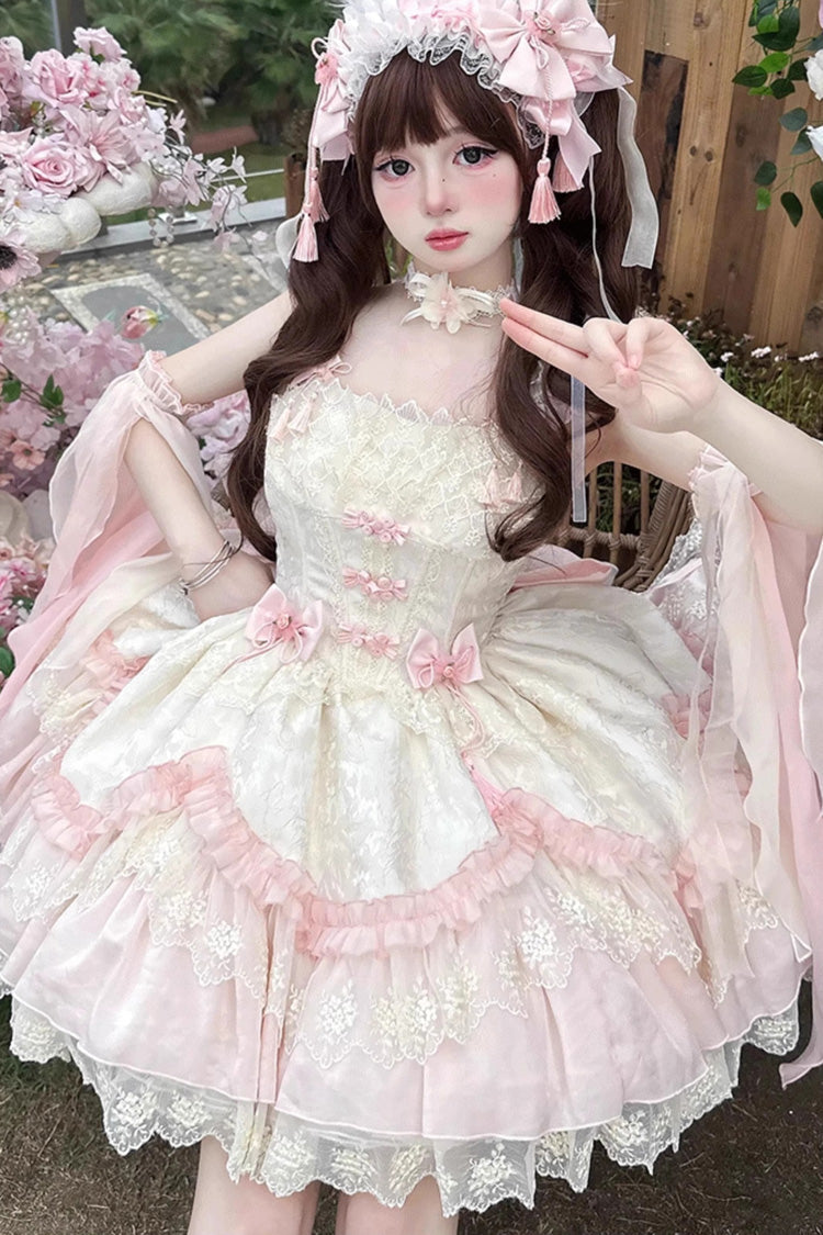 Lolita Jumper Skirt - Lyrics In The Midst Of Flowers, Pink, Sweet Style, Bow Detail - additional product view 7