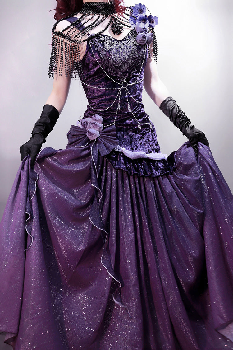 Lolita Jumper Skirt - Madame Butterfly, Purple, Bow Detail, Lace Trim, Ruffled - additional product view 8
