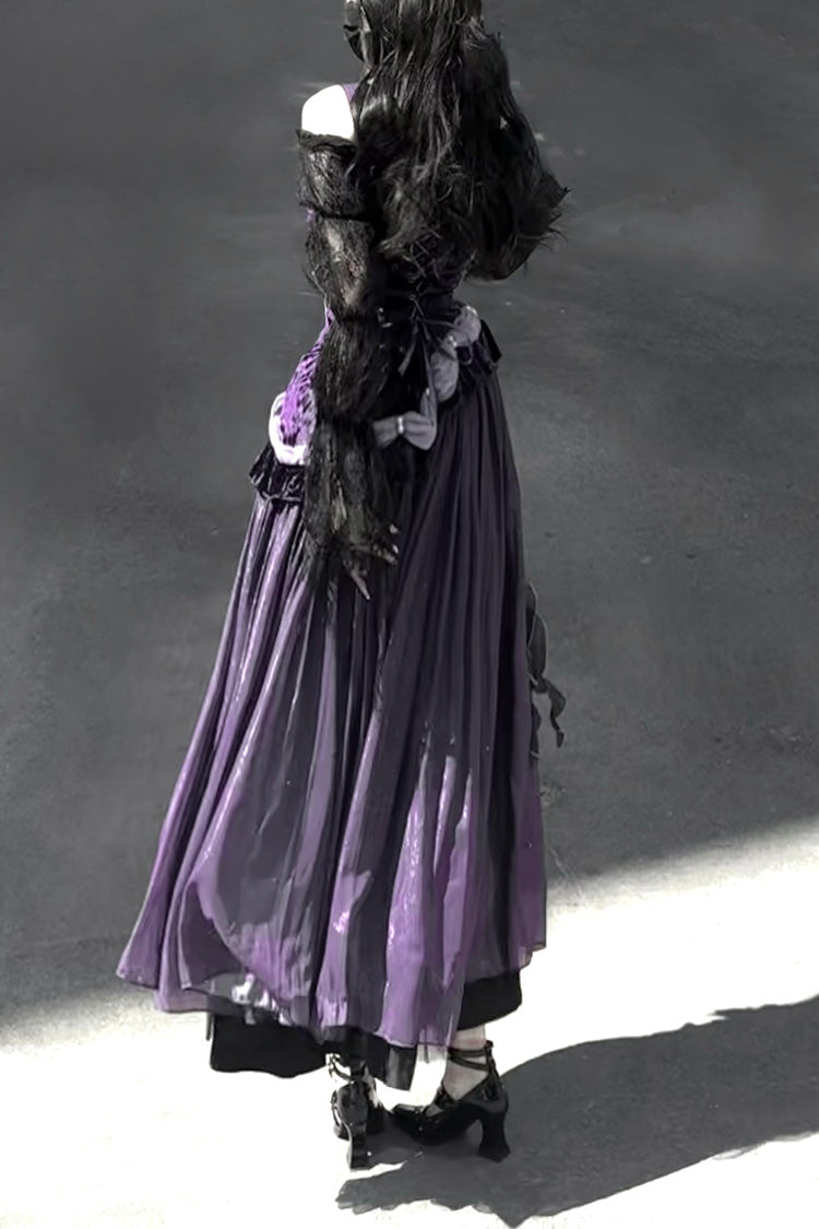 Lolita Jumper Skirt - Madame Butterfly, Purple, Bow Detail, Lace Trim, Ruffled - additional product view 14