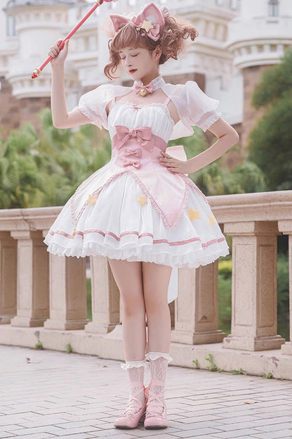 Lolita Jumper Skirt - Magic Star Decoration, 2 Colors, Bow Detail, Sweet Style - additional product view 2