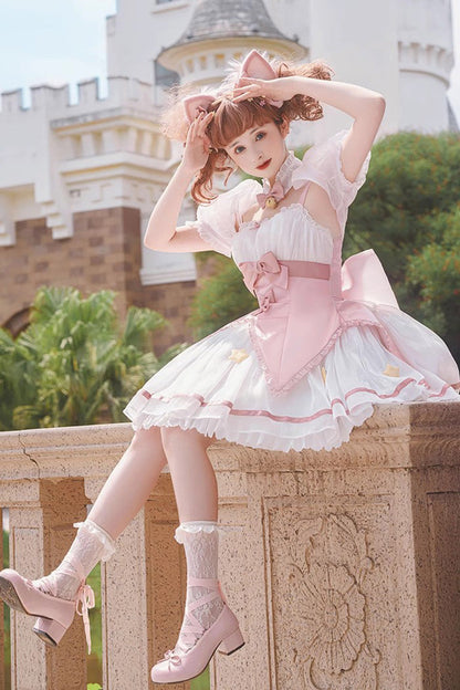 Lolita Jumper Skirt - Magic Star Decoration, 2 Colors, Bow Detail, Sweet Style - additional product view 3