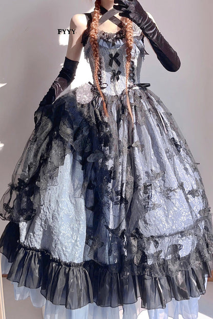 Lolita Jumper Skirt - Medea Kiss Halloween Witch, 2 Colors, Bow Detail, Lace Trim, Ruffled - additional product view 4
