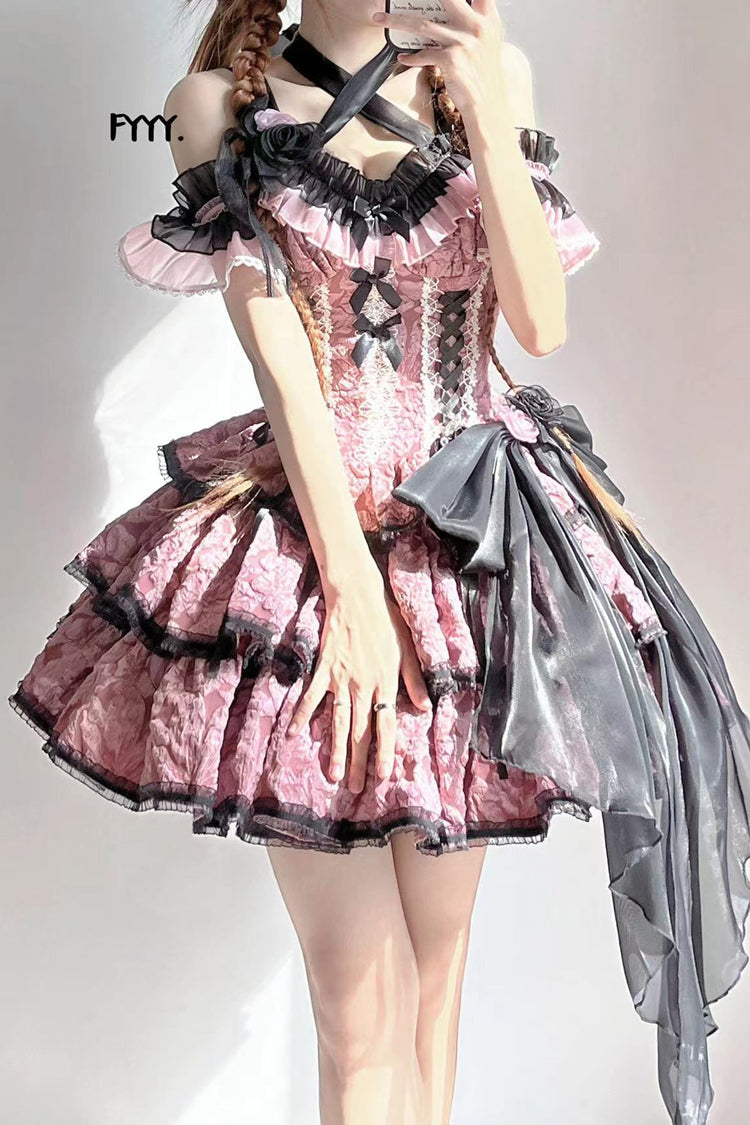 Lolita Jumper Skirt - Medea Kiss, Pink, Gothic Style, Layered - additional product view 2