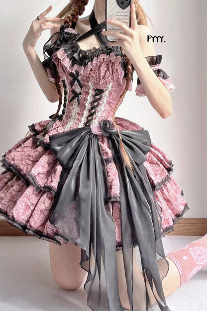 Lolita Jumper Skirt - Medea Kiss, Pink, Gothic Style, Layered - additional product view 3