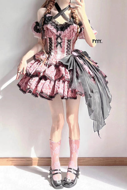 Lolita Jumper Skirt - Medea Kiss, Pink, Gothic Style, Layered - additional product view 5