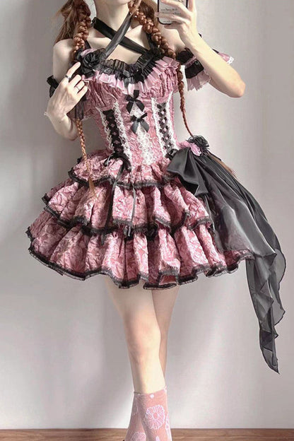 Lolita Jumper Skirt - Medea Kiss, Pink, Gothic Style, Layered - main product image