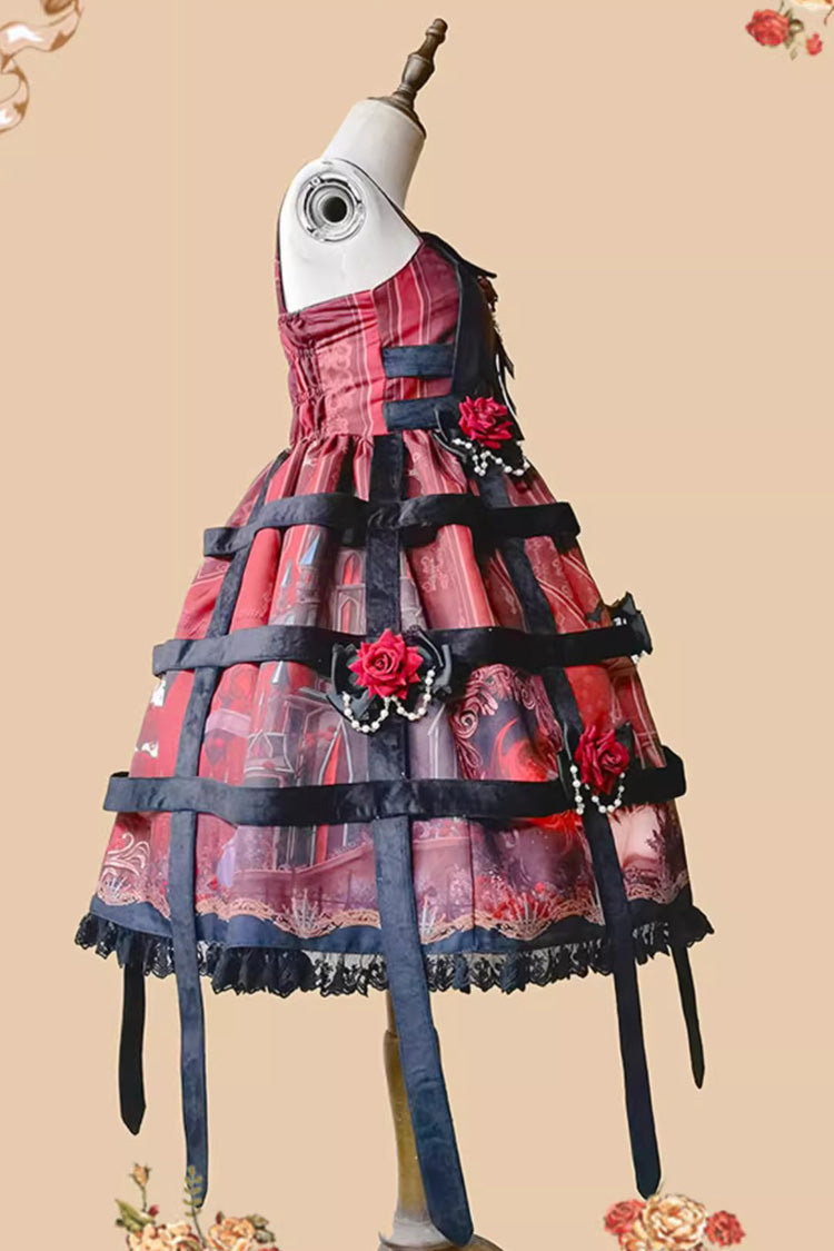 Lolita Jumper Skirt - Midnight Magic Church Print, 3 Colors, Punk Style, Ruffled, Printed - additional product view 8