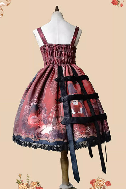 Lolita Jumper Skirt - Midnight Magic Church Print, 3 Colors, Punk Style, Ruffled, Printed - additional product view 9