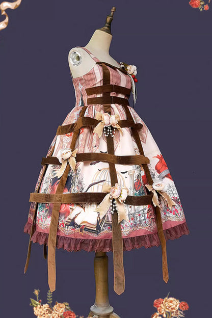 Lolita Jumper Skirt - Midnight Magic Church Print, 3 Colors, Punk Style, Ruffled, Printed - additional product view 11