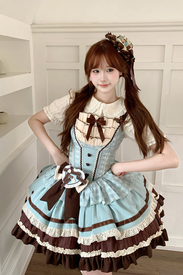 Lolita Jumper Skirt - Mint Chocolate, 2 Colors, Layered, Sweet Style, Bow Detail - additional product view 2