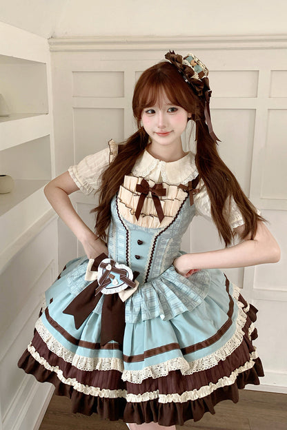 Lolita Jumper Skirt - Mint Chocolate, 2 Colors, Layered, Sweet Style, Bow Detail - additional product view 2