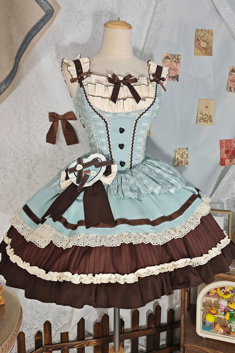 Lolita Jumper Skirt - Mint Chocolate, 2 Colors, Layered, Sweet Style, Bow Detail - additional product view 3