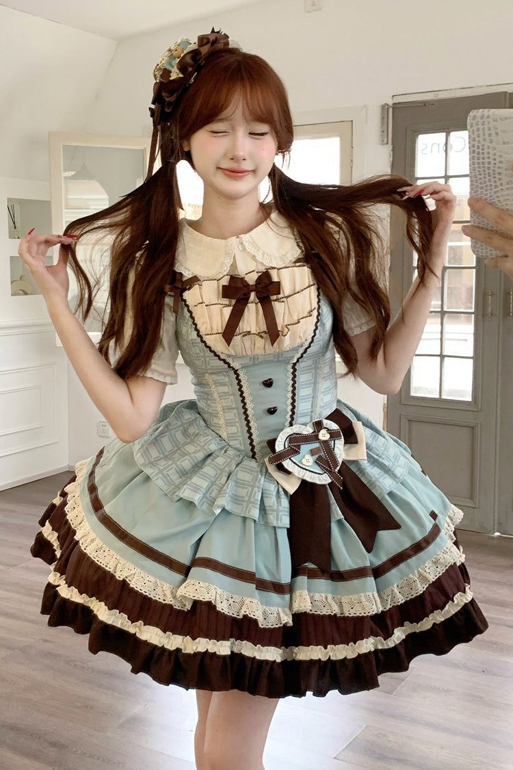Lolita Jumper Skirt - Mint Chocolate, 2 Colors, Layered, Sweet Style, Bow Detail - additional product view 4