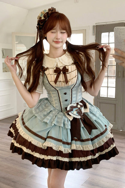 Lolita Jumper Skirt - Mint Chocolate, 2 Colors, Layered, Sweet Style, Bow Detail - additional product view 4