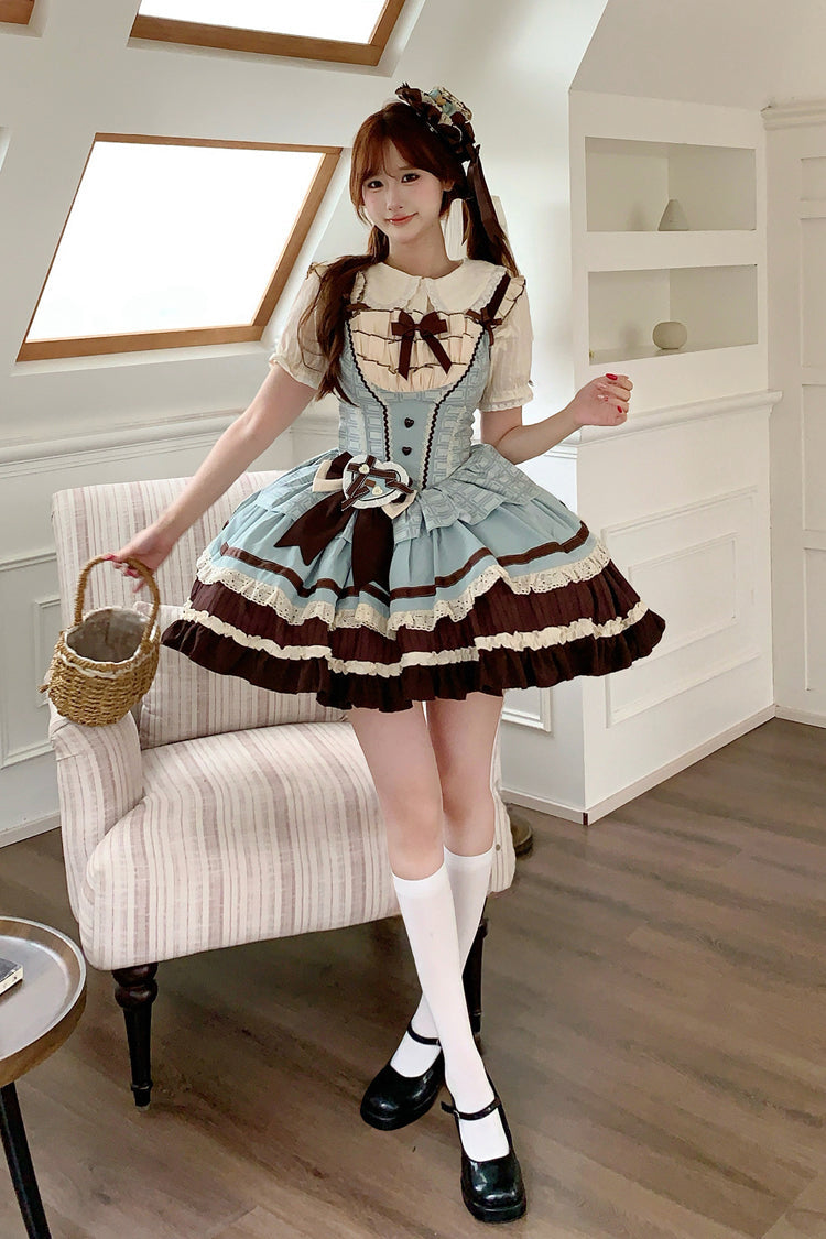 Lolita Jumper Skirt - Mint Chocolate, 2 Colors, Layered, Sweet Style, Bow Detail - additional product view 6