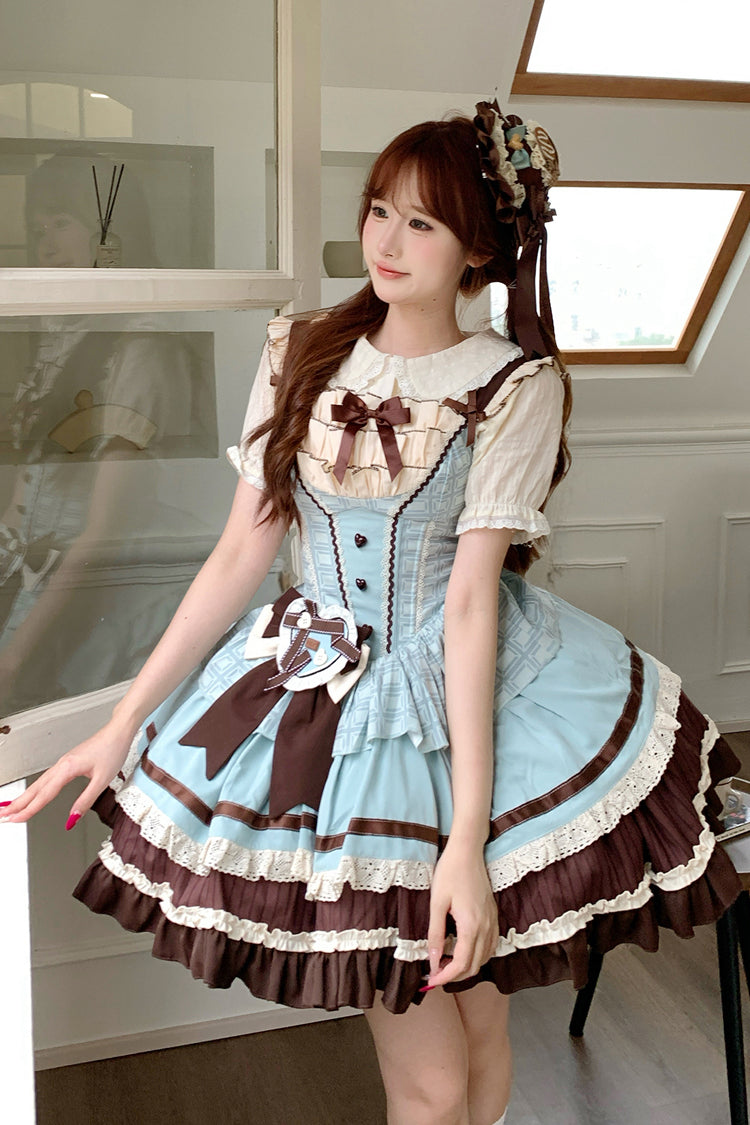 Lolita Jumper Skirt - Mint Chocolate, 2 Colors, Layered, Sweet Style, Bow Detail - additional product view 7
