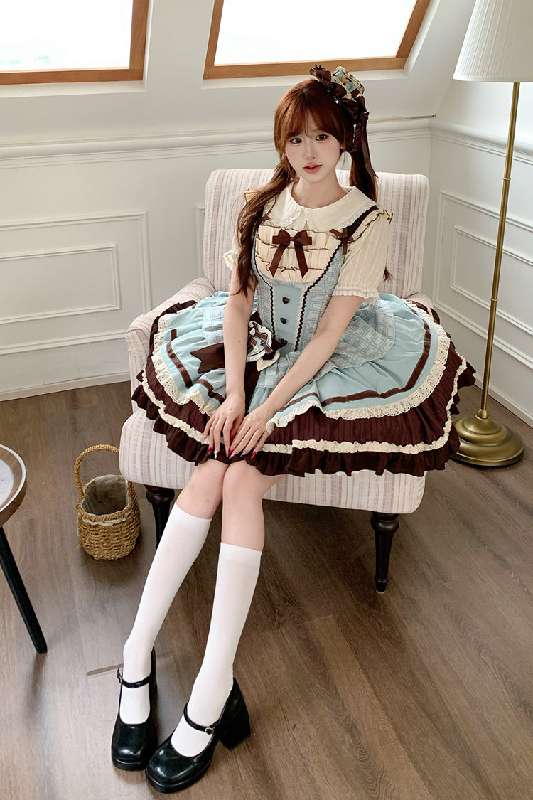 Lolita Jumper Skirt - Mint Chocolate, 2 Colors, Layered, Sweet Style, Bow Detail - additional product view 8