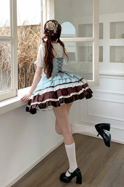 Lolita Jumper Skirt - Mint Chocolate, 2 Colors, Layered, Sweet Style, Bow Detail - additional product view 9