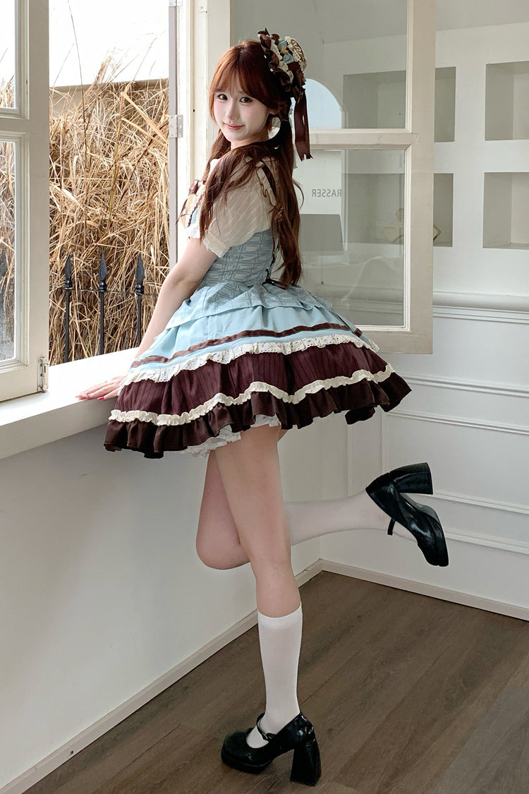 Lolita Jumper Skirt - Mint Chocolate, 2 Colors, Layered, Sweet Style, Bow Detail - additional product view 10