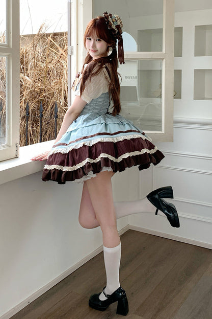 Lolita Jumper Skirt - Mint Chocolate, 2 Colors, Layered, Sweet Style, Bow Detail - additional product view 10