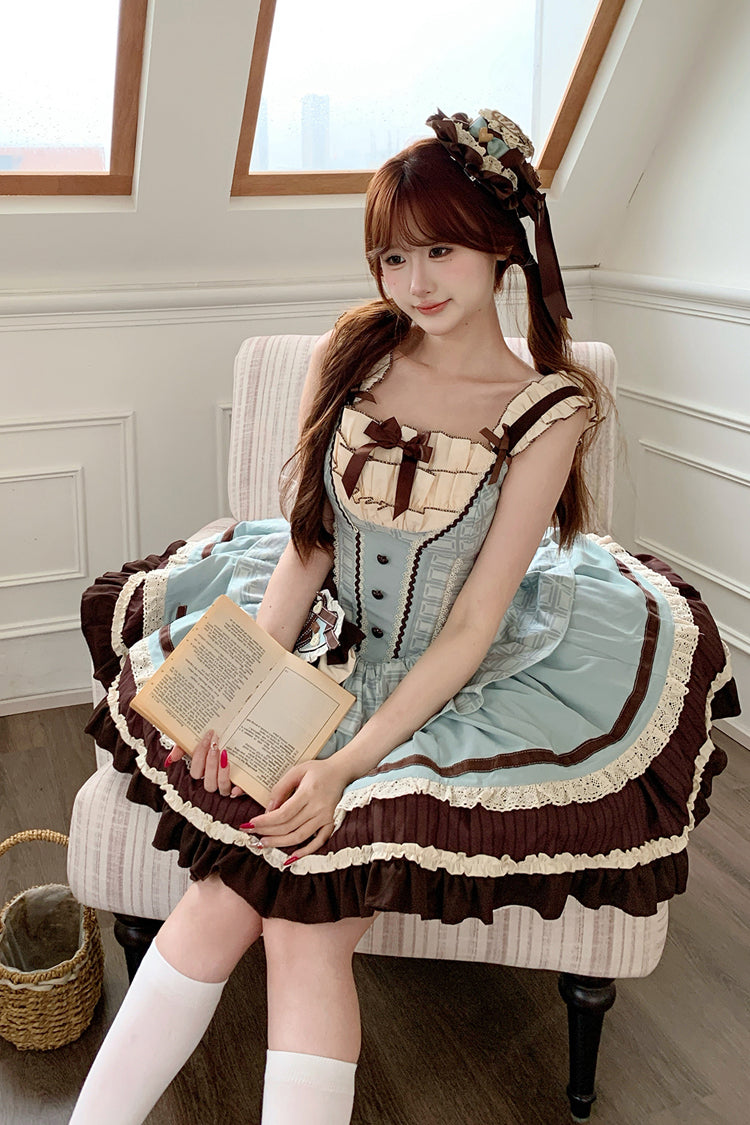 Lolita Jumper Skirt - Mint Chocolate, 2 Colors, Layered, Sweet Style, Bow Detail - additional product view 11