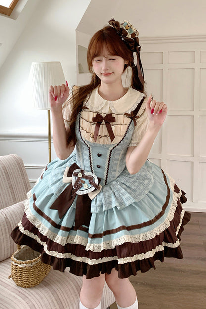 Lolita Jumper Skirt - Mint Chocolate, 2 Colors, Layered, Sweet Style, Bow Detail - additional product view 12