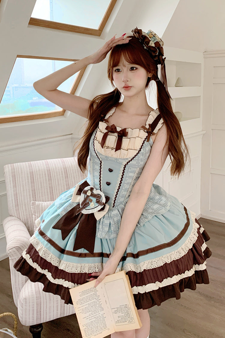 Lolita Jumper Skirt - Mint Chocolate, 2 Colors, Layered, Sweet Style, Bow Detail - additional product view 13