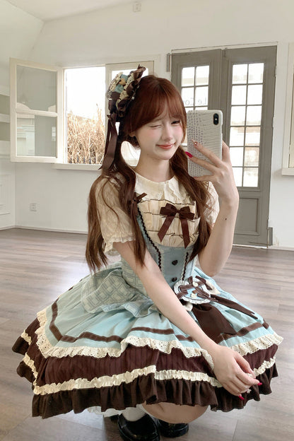Lolita Jumper Skirt - Mint Chocolate, 2 Colors, Layered, Sweet Style, Bow Detail - additional product view 14