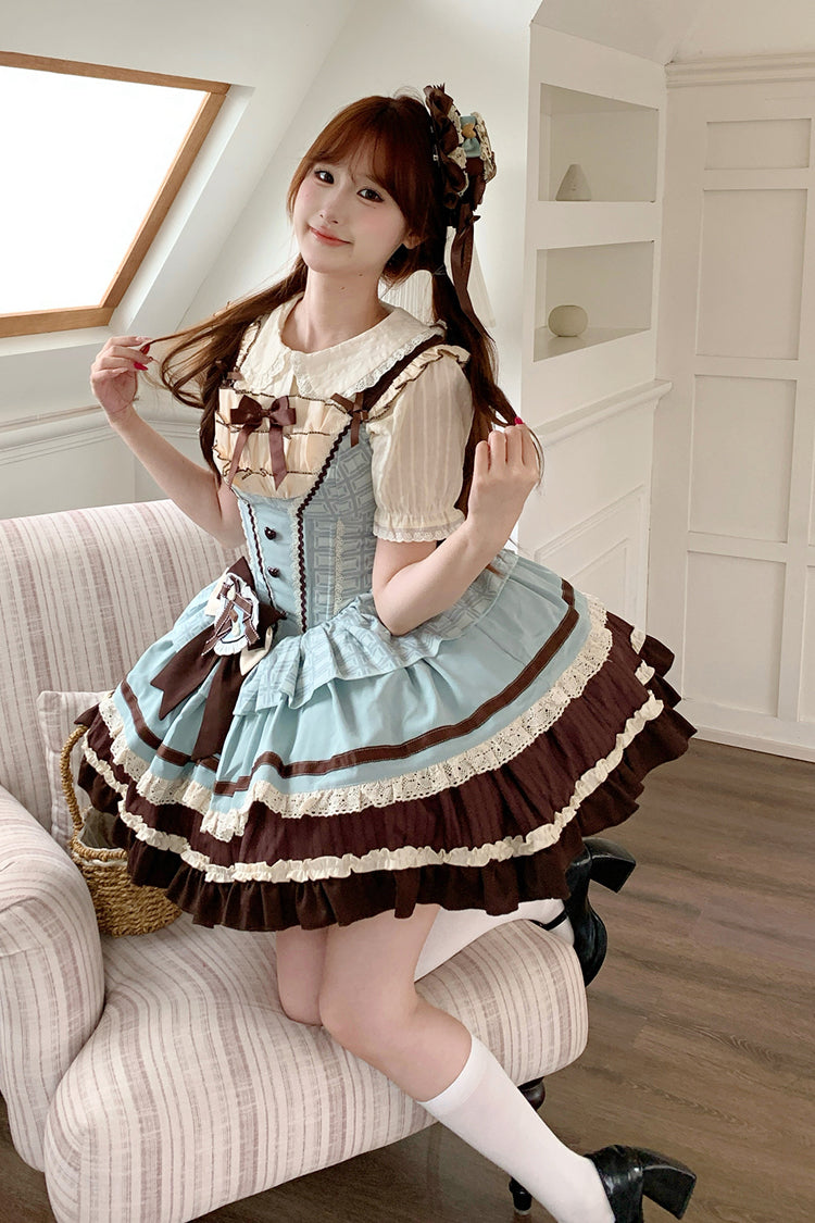 Lolita Jumper Skirt - Mint Chocolate, 2 Colors, Layered, Sweet Style, Bow Detail - additional product view 15
