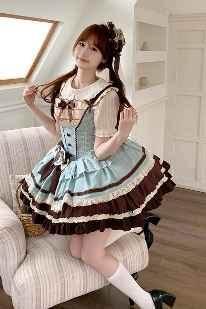Lolita Jumper Skirt - Mint Chocolate, 2 Colors, Layered, Sweet Style, Bow Detail - additional product view 15
