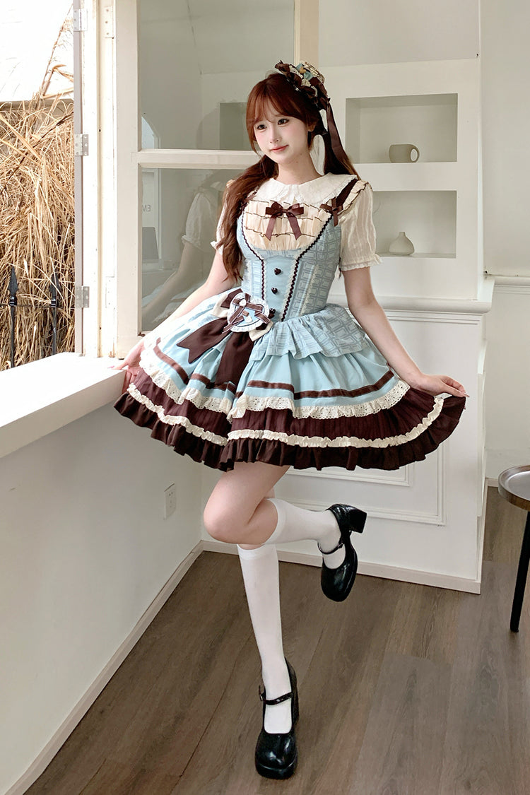 Lolita Jumper Skirt - Mint Chocolate, 2 Colors, Layered, Sweet Style, Bow Detail - additional product view 16