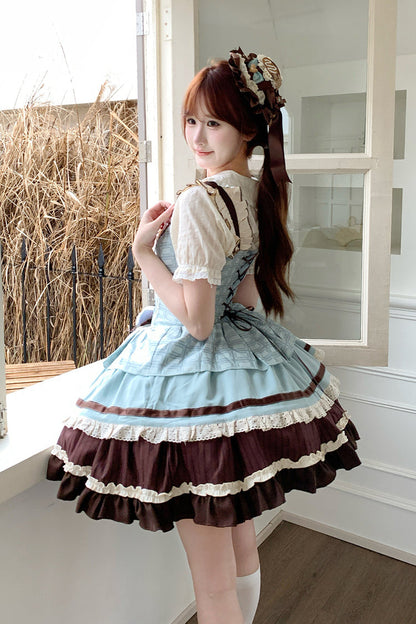 Lolita Jumper Skirt - Mint Chocolate, 2 Colors, Layered, Sweet Style, Bow Detail - additional product view 17