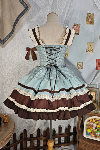 Lolita Jumper Skirt - Mint Chocolate, 2 Colors, Layered, Sweet Style, Bow Detail - additional product view 18