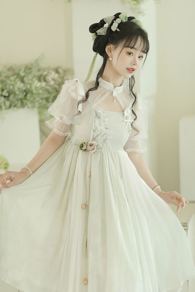 Lolita Jumper Skirt - Mint Green, Green, Embroidered, Sweet Style, Lace Trim - additional product view 7