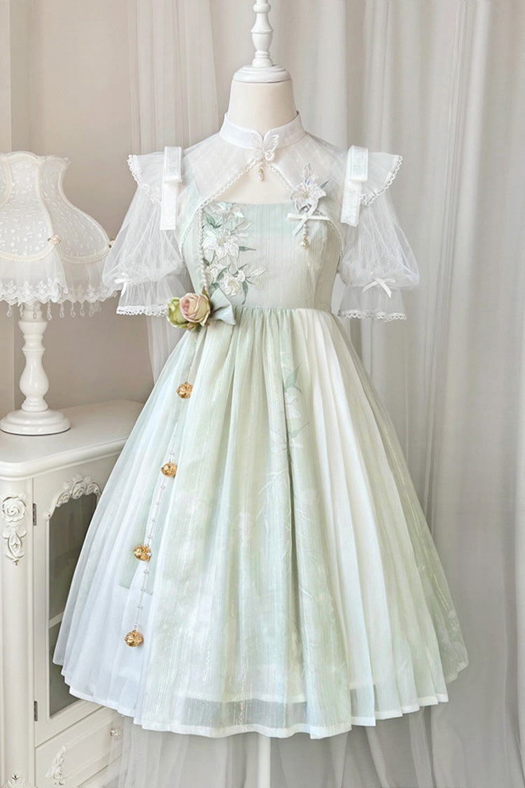 Lolita Jumper Skirt - Mint Green, Green, Embroidered, Sweet Style, Lace Trim - additional product view 8