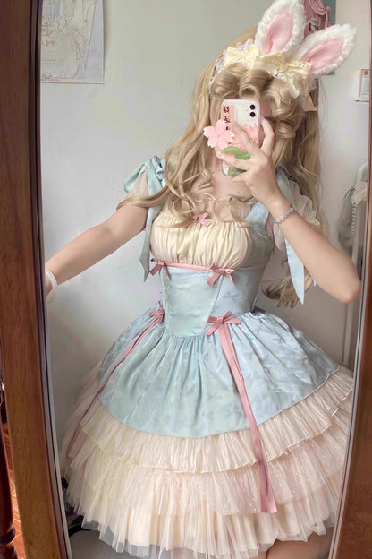 Lolita Jumper Skirt - Mint Green Ribbon Ballet Style, Green, Ruffled, Sweet Style - additional product view 3