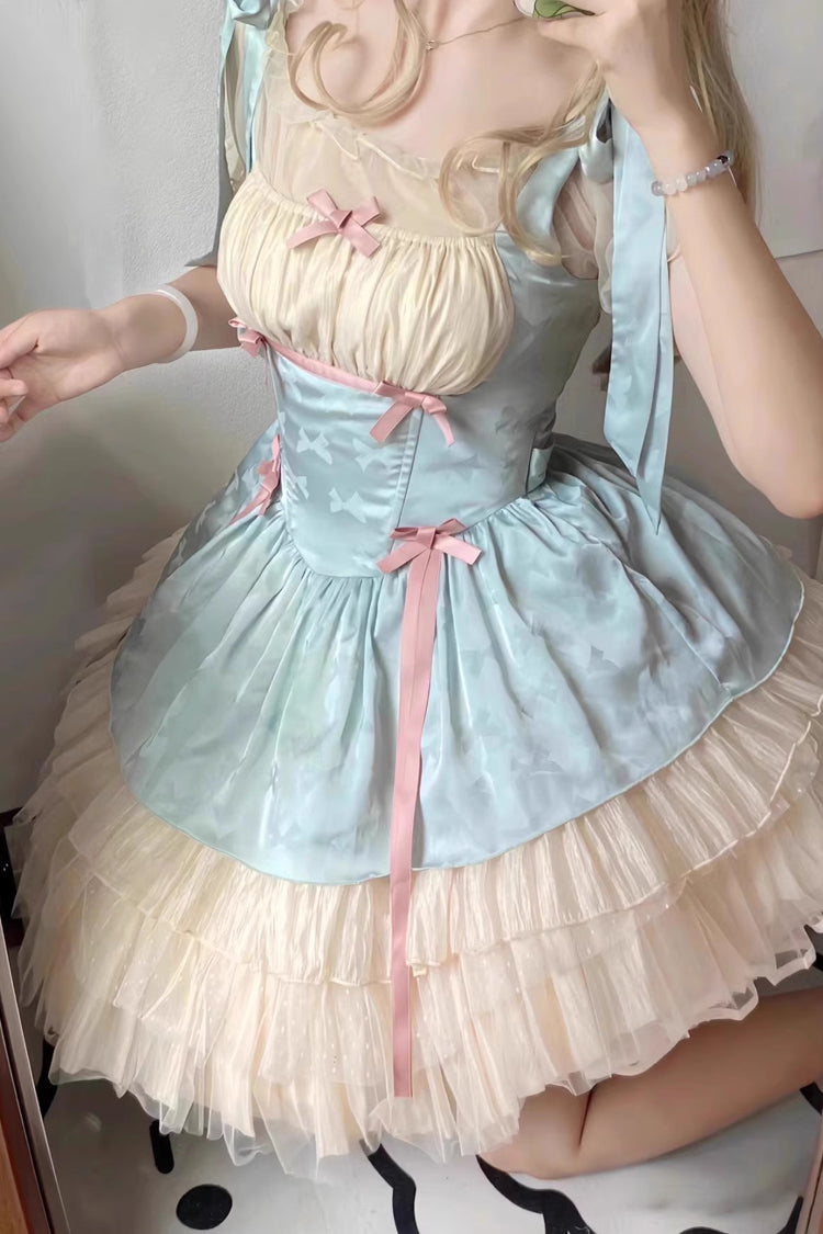 Lolita Jumper Skirt - Mint Green Ribbon Ballet Style, Green, Ruffled, Sweet Style - additional product view 4