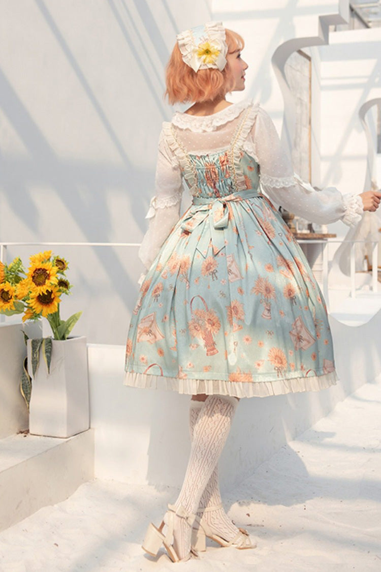 Lolita Jumper Skirt - Miss Sunflower, Green, Ruffled, Printed, Sweet Style - additional product view 3