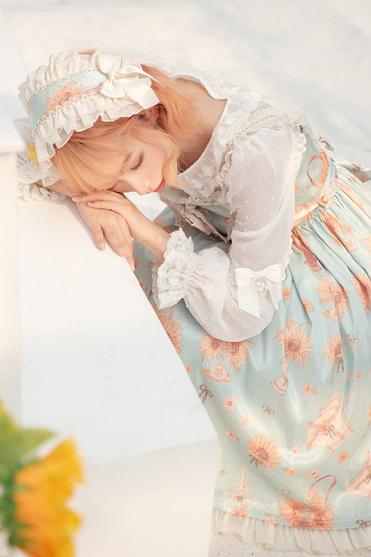 Lolita Jumper Skirt - Miss Sunflower, Green, Ruffled, Printed, Sweet Style - additional product view 4