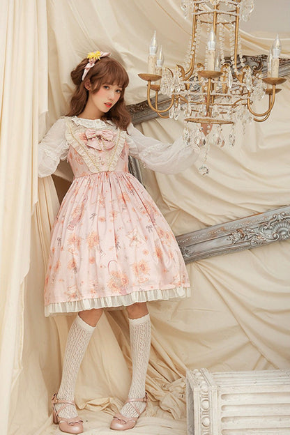 Lolita Jumper Skirt - Miss Sunflower, Pink, Sweet Style, Bow Detail, Ruffled - additional product view 2