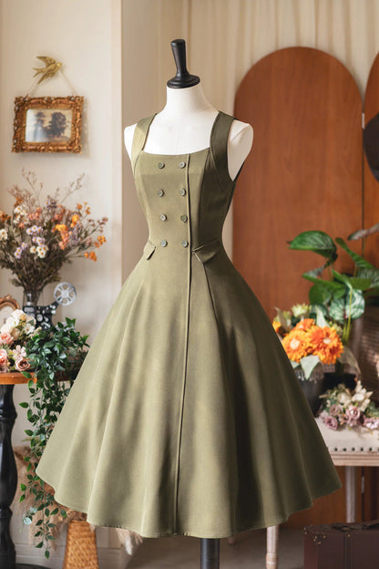 Lolita Jumper Skirt - Misty Shirt Forest, Green, Square Collar, Ruffled, Classic Style - additional product view 3