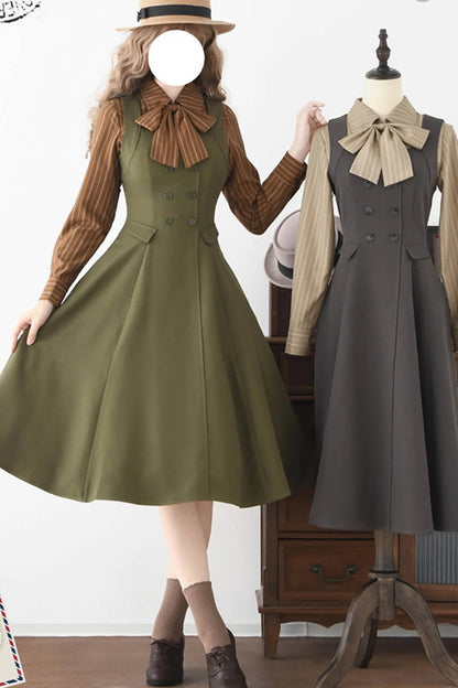 Lolita Jumper Skirt - Misty Shirt Forest, Green, Square Collar, Ruffled, Classic Style - additional product view 4