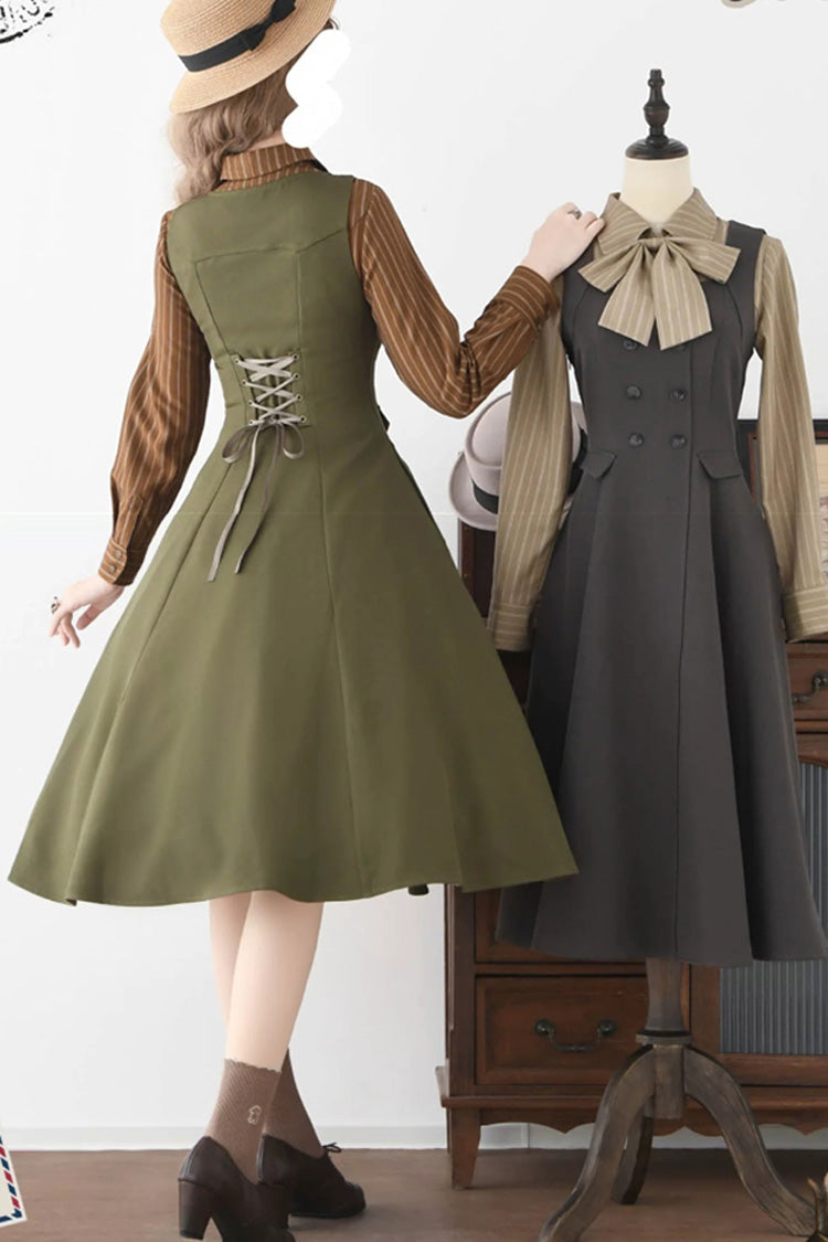 Lolita Jumper Skirt - Misty Shirt Forest, Green, Square Collar, Ruffled, Classic Style - additional product view 5